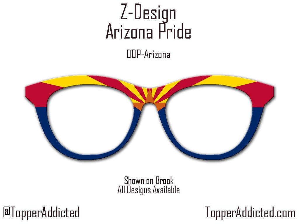 Arizona State Flag Topper for Pair Eyewear Compatible Magnetic Metal Toppers - All 30 Frames Available & Kirwanda