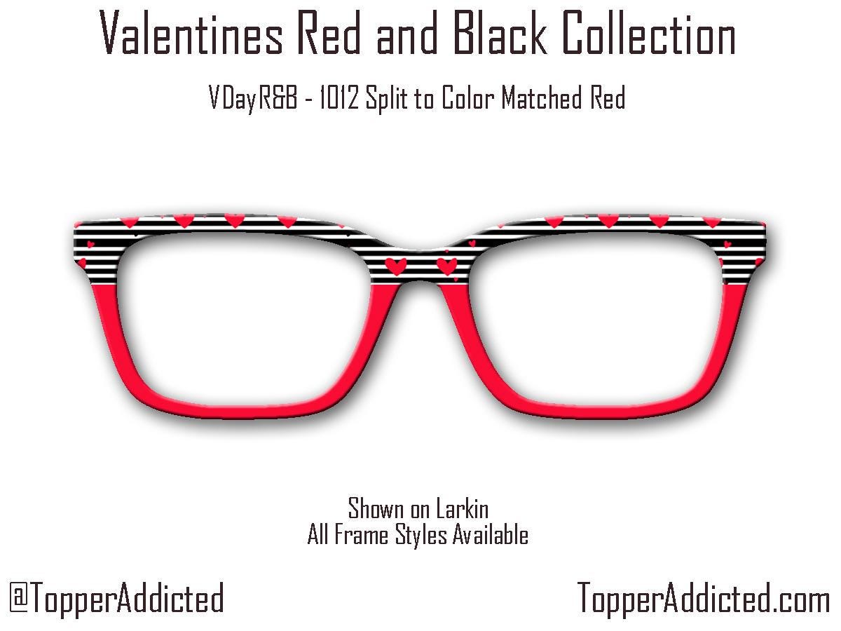 Love in Black and White Valentines Day - Pair Eyewear Compatible Magnetic Toppers - All 30+ Top Frames on Metal Fast Shipping from USA.
