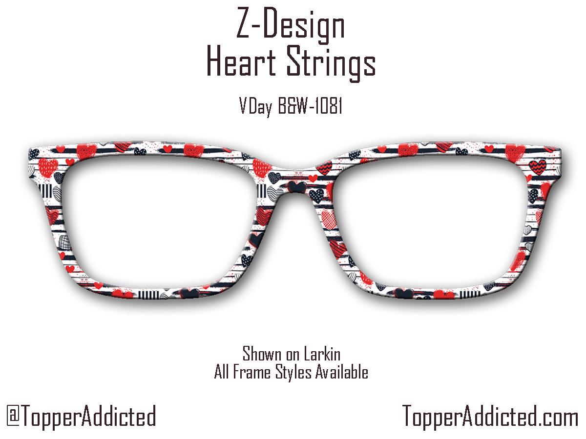 Heart Strings Valentines Day - Pair Eyewear Compatible Magnetic Toppers - Top Frames in Metal Toppers with fast shipping from Texas