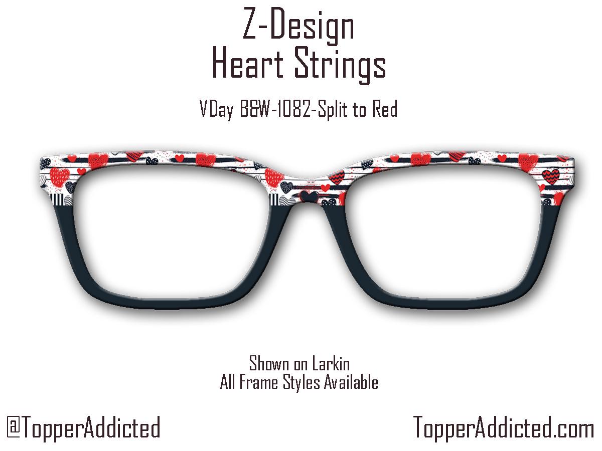 Heart Strings Valentines Day - Pair Eyewear Compatible Magnetic Toppers - Top Frames in Metal Toppers with fast shipping from Texas
