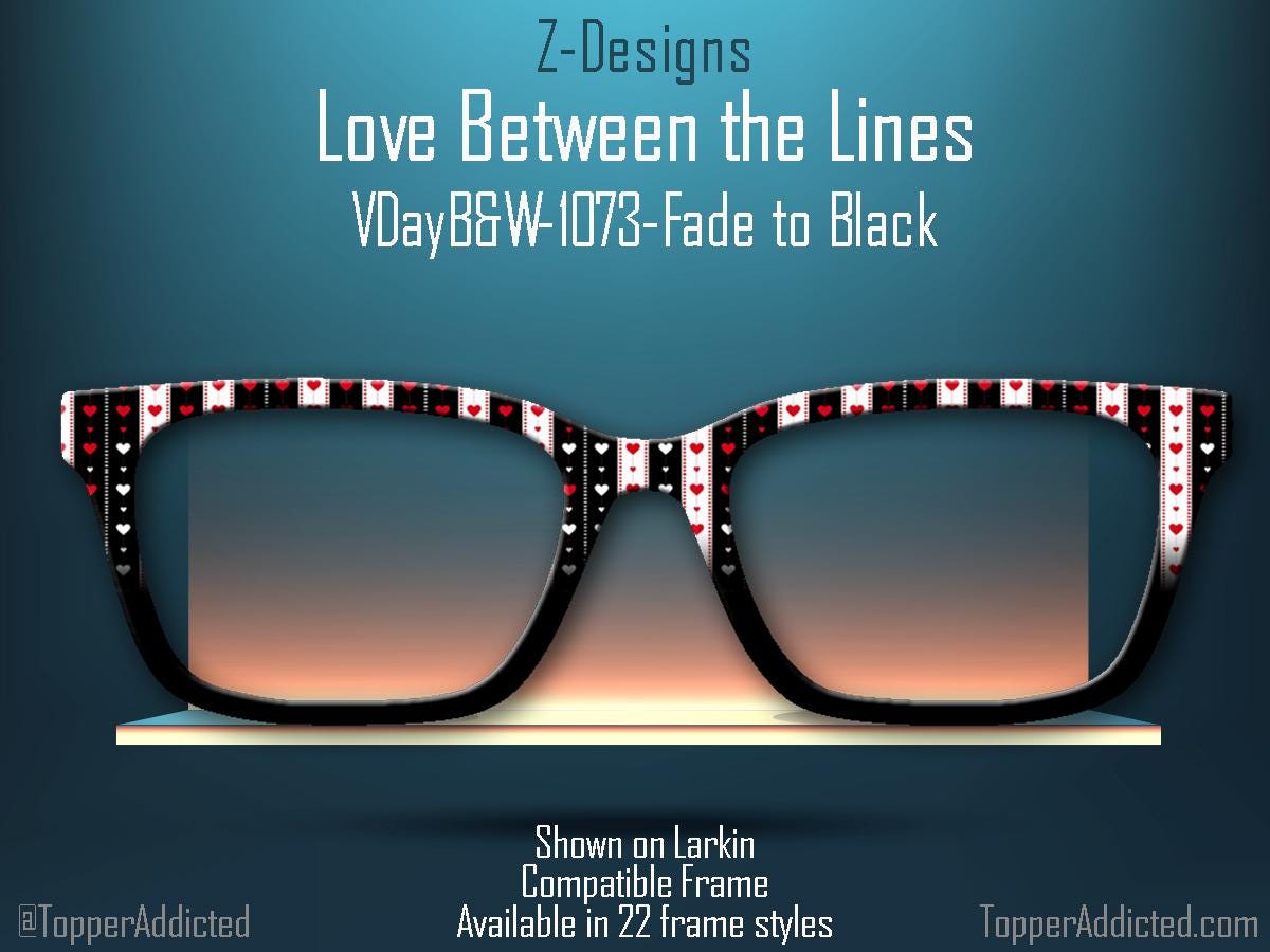 Love Between The Lines - Valentine Day - Pair Eyewear Compatible Magnetic Toppers - All Frames on Metal Toppers with fast shipping
