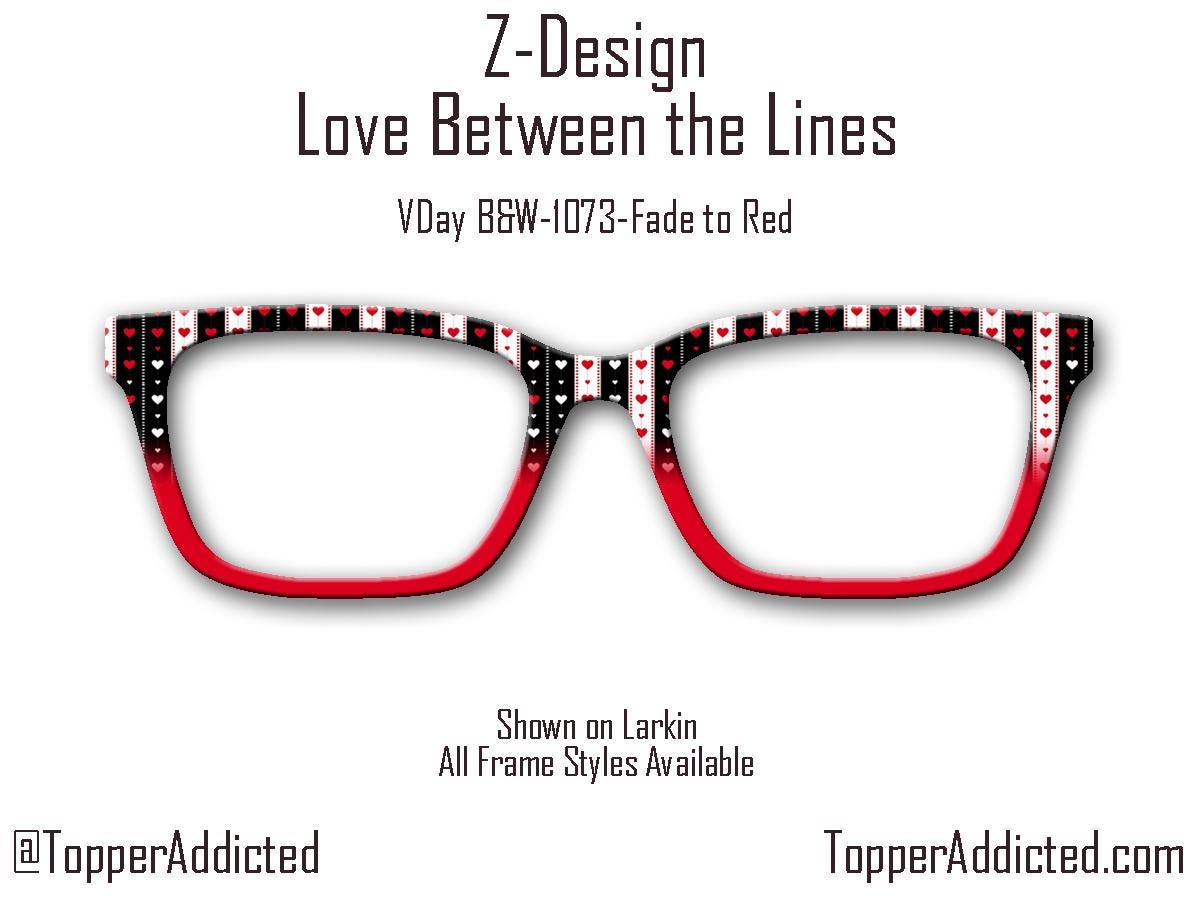 Love Between The Lines - Valentine Day - Pair Eyewear Compatible Magnetic Toppers - All Frames on Metal Toppers with fast shipping