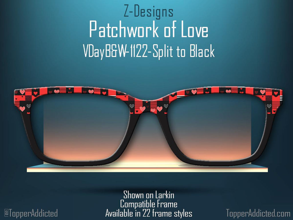 Patchwork of Love - Valentines Day - Pair Eyewear Compatible Metal Magnetic Toppers