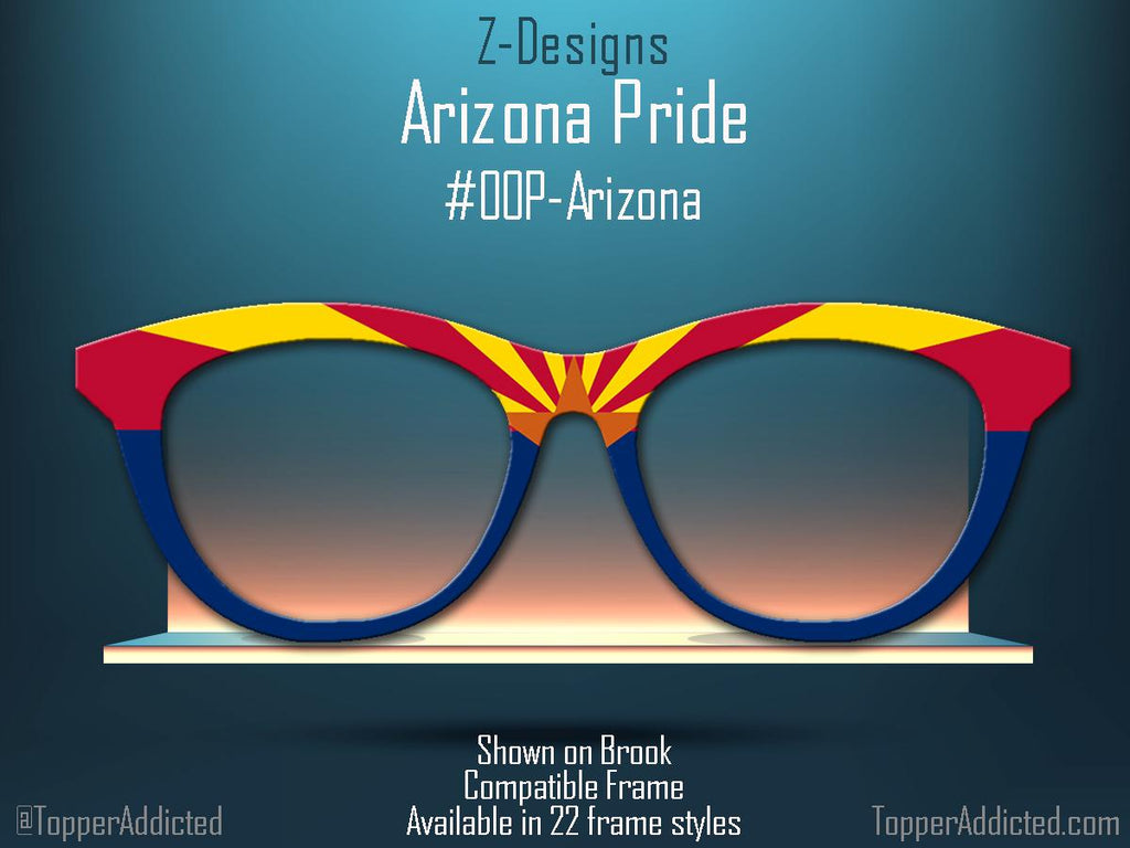 Arizona State Flag Topper for Pair Eyewear Compatible Magnetic Metal Toppers - All 30 Frames Available & Kirwanda