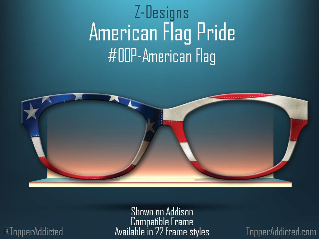 American Flag Metal Topper for Pair Eyewear Compatible Magnetic Glasses- All frames available with fast shipping - Patriotism