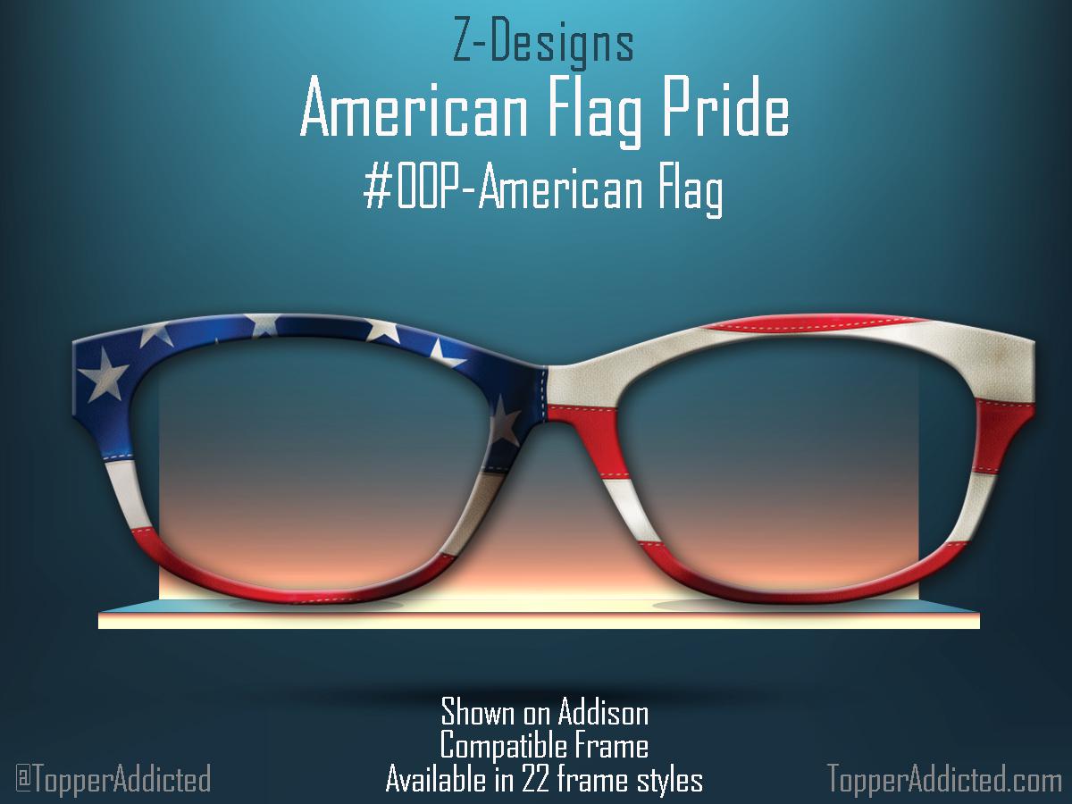 American Flag Metal Topper for Pair Eyewear Compatible Magnetic Glasses- All frames available with fast shipping - Patriotism