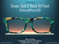 Artistic Green Gold and Black Oil Paint Print Metal Magnetic Topper for Pair Eyewear glasses. Fast Shipping and great quality.