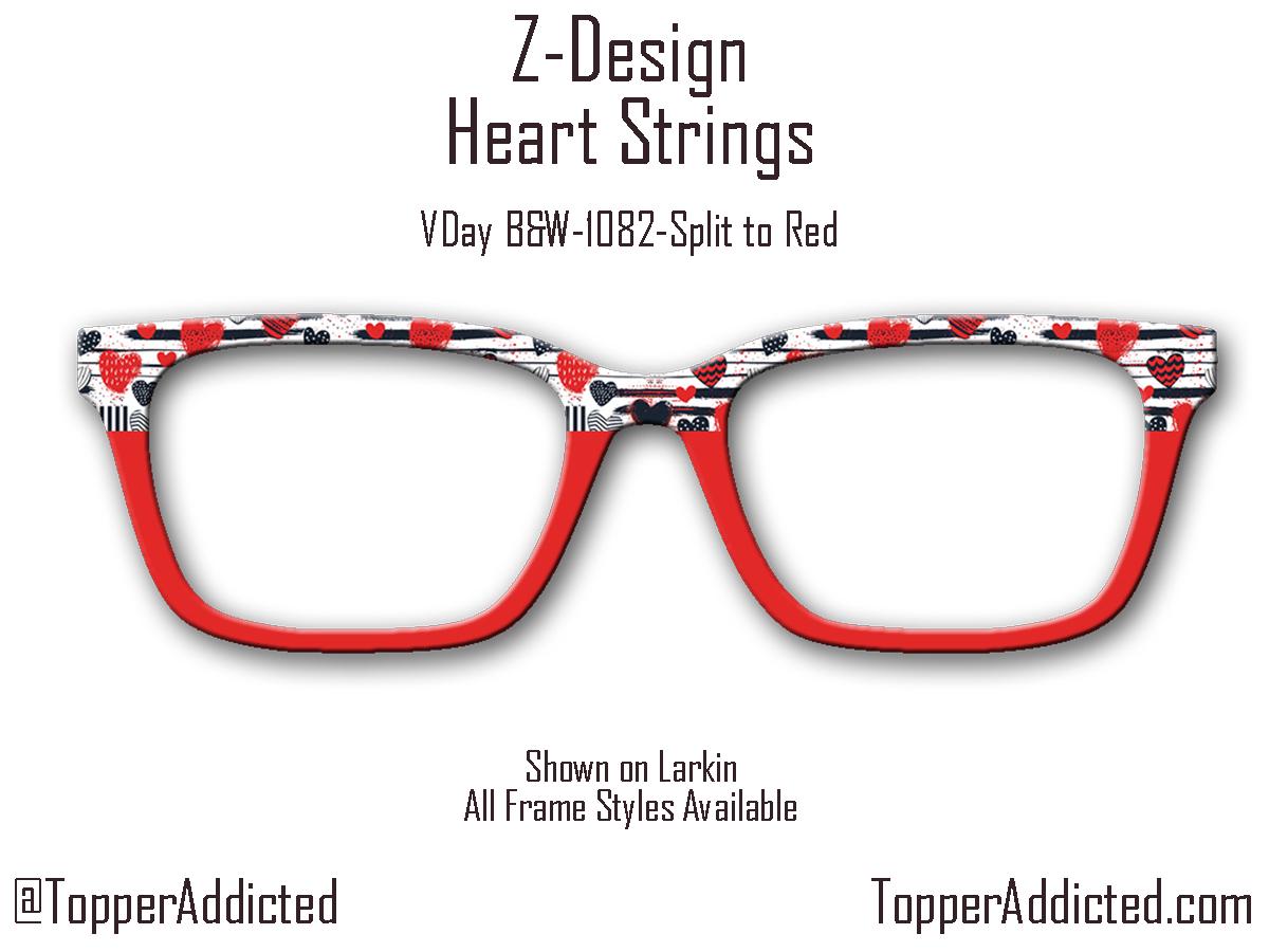 Heart Strings Valentines Day - Pair Eyewear Compatible Magnetic Toppers - Top Frames in Metal Toppers with fast shipping from Texas