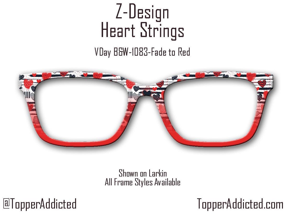 Heart Strings Valentines Day - Pair Eyewear Compatible Magnetic Toppers - Top Frames in Metal Toppers with fast shipping from Texas