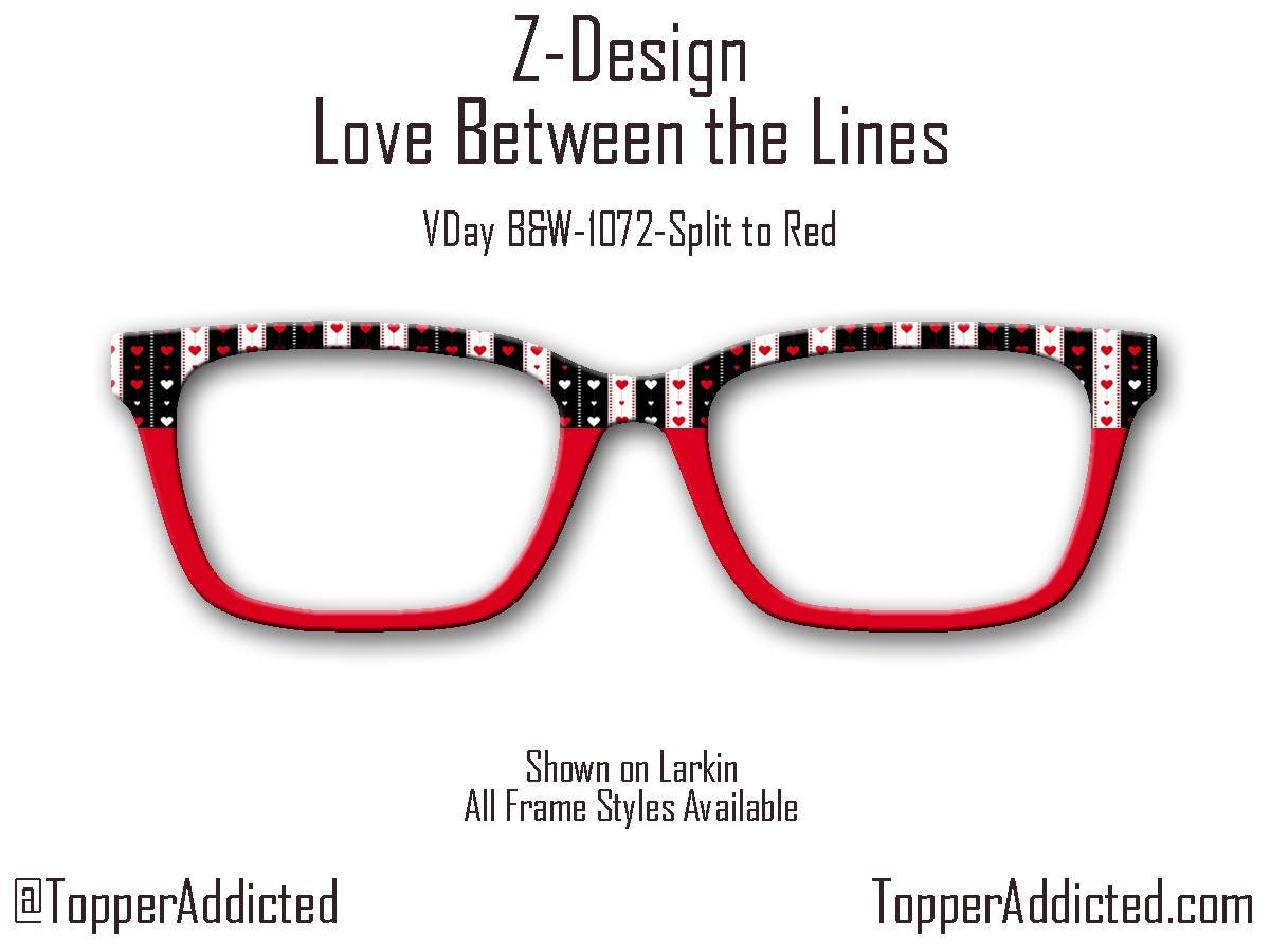 Love Between The Lines - Valentine Day - Pair Eyewear Compatible Magnetic Toppers - All Frames on Metal Toppers with fast shipping