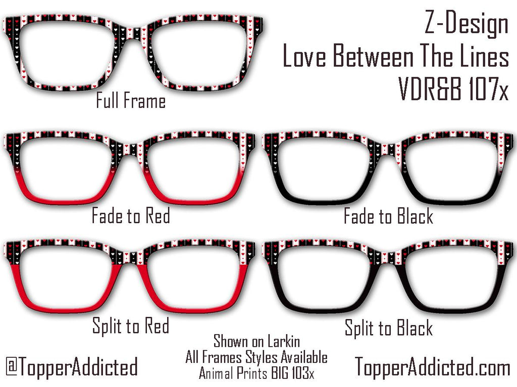 Love Between The Lines - Valentine Day - Pair Eyewear Compatible Magnetic Toppers - All Frames on Metal Toppers with fast shipping
