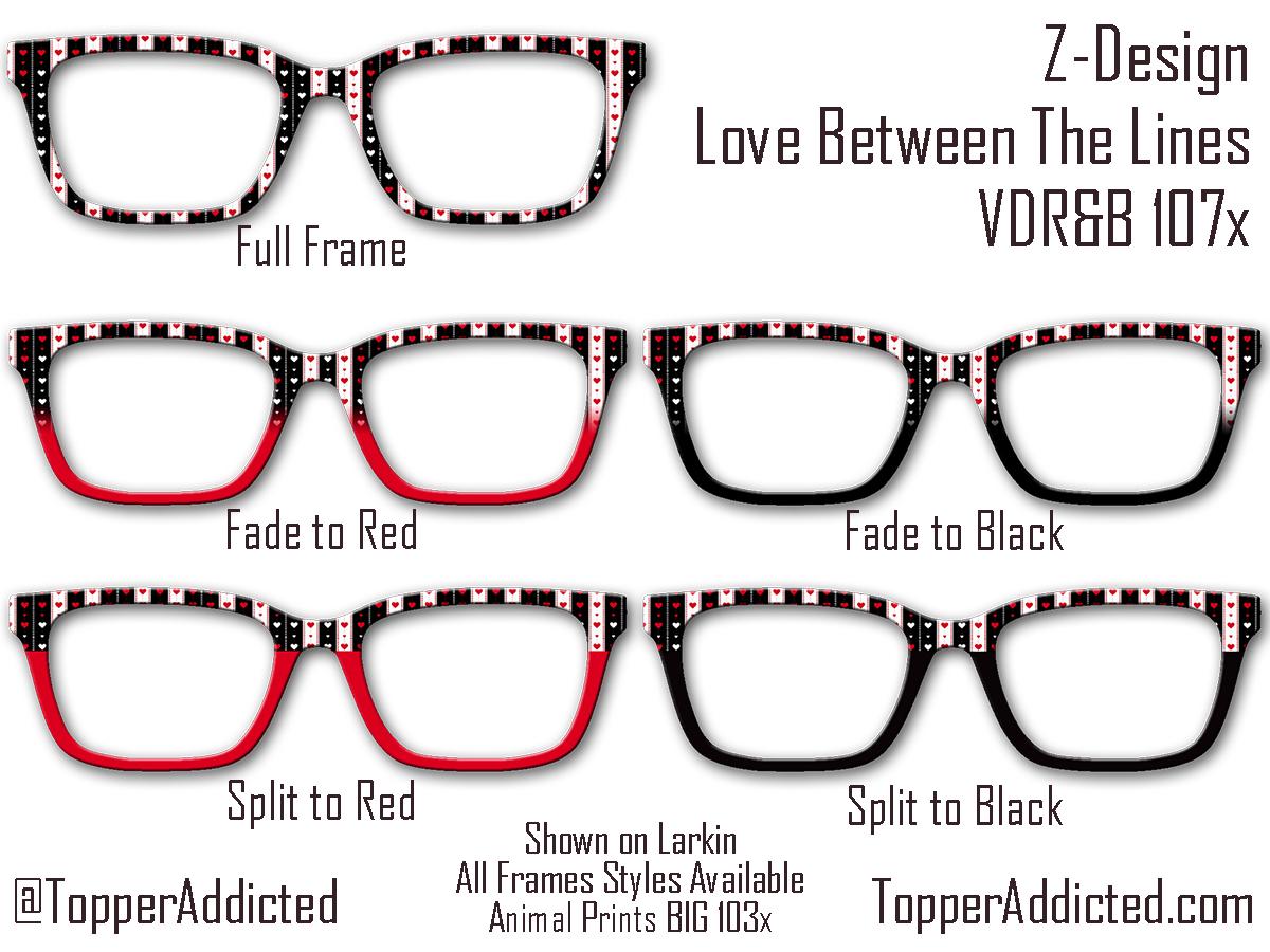 Love Between The Lines - Valentine Day - Pair Eyewear Compatible Magnetic Toppers - All Frames on Metal Toppers with fast shipping