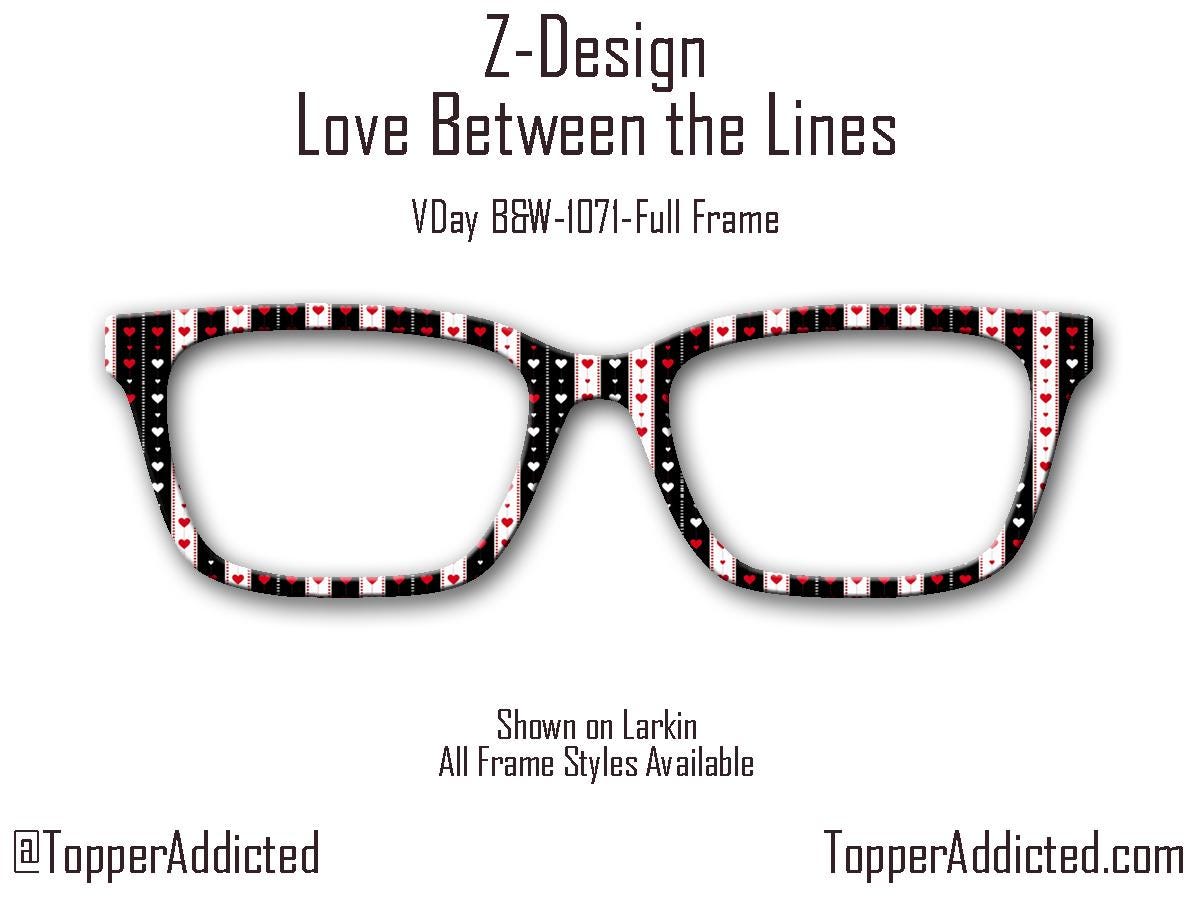 Love Between The Lines - Valentine Day - Pair Eyewear Compatible Magnetic Toppers - All Frames on Metal Toppers with fast shipping