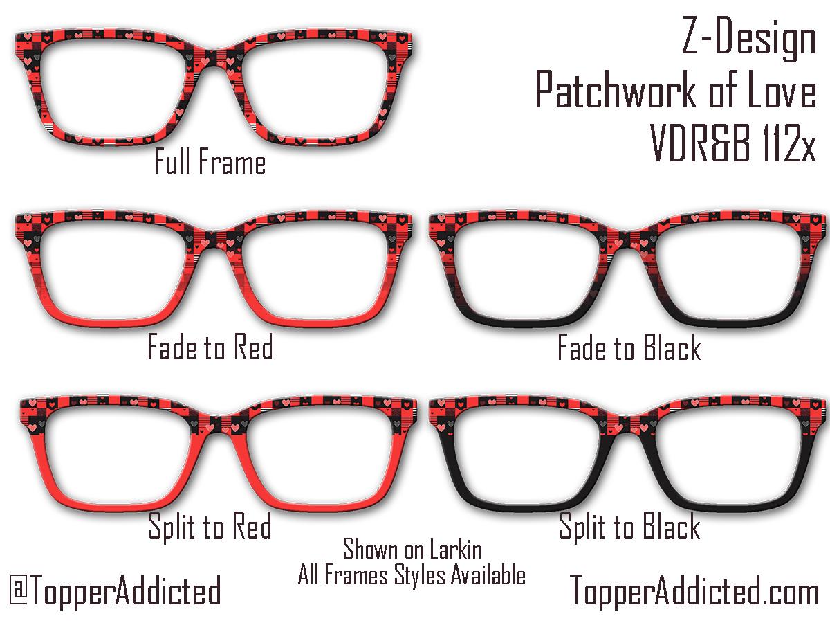 Patchwork of Love - Valentines Day - Pair Eyewear Compatible Metal Magnetic Toppers