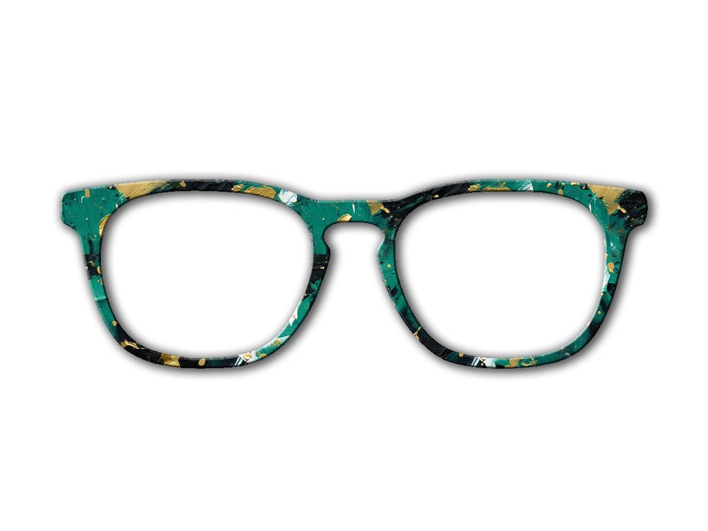 Artistic Green Gold and Black Oil Paint Print Metal Magnetic Topper for Pair Eyewear glasses. Fast Shipping and great quality.
