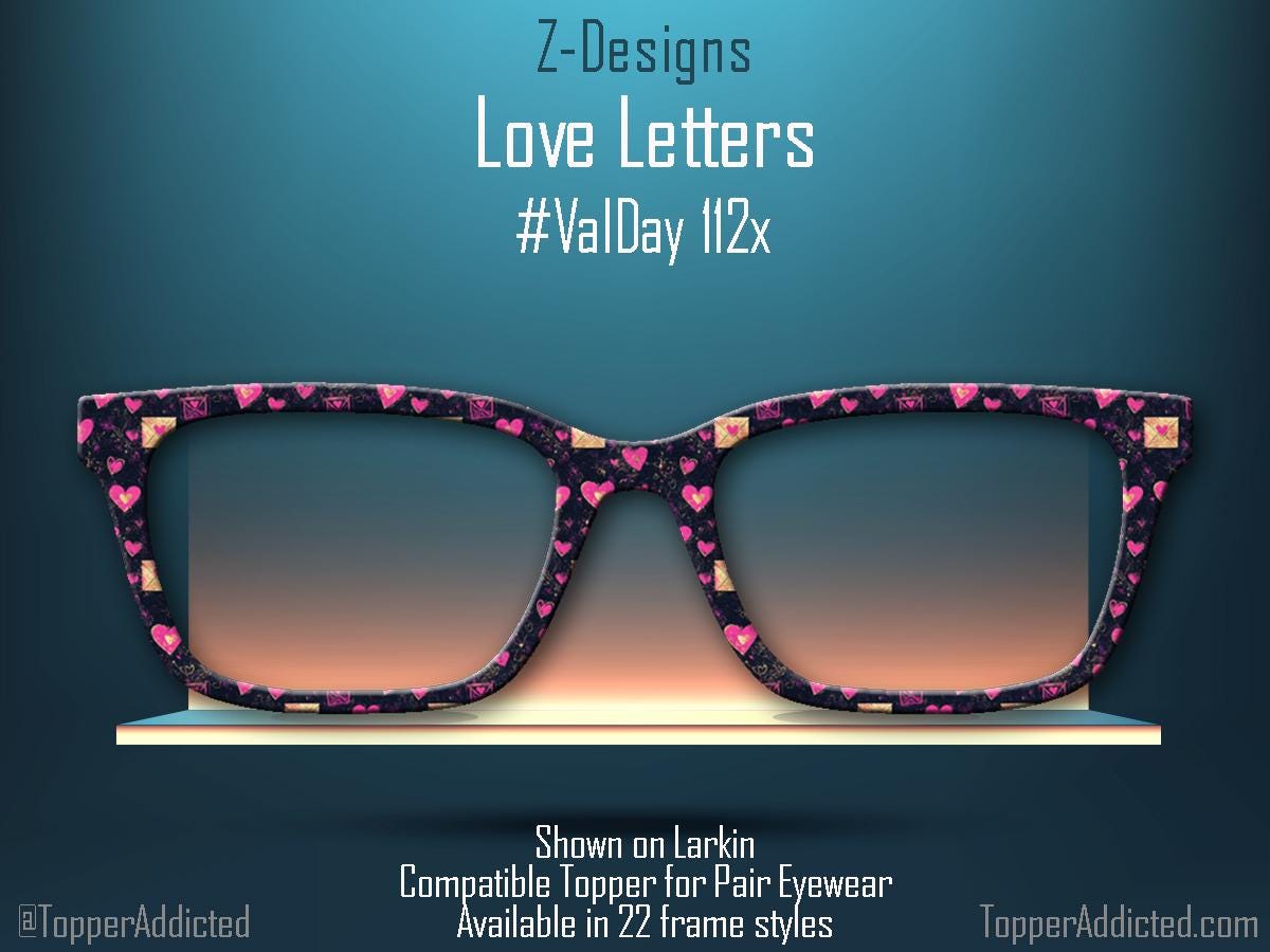 Love Letters Eyewear Topper – Hearts & Envelopes for Pair Eyewear