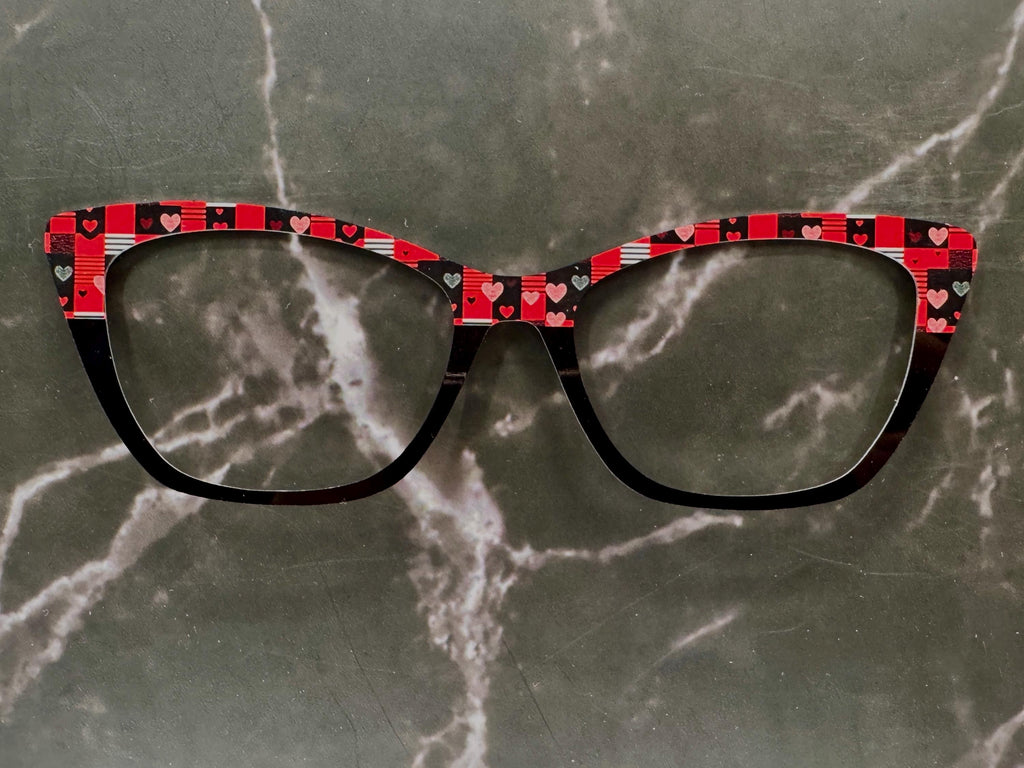 Patchwork of Love - Valentines Day - Pair Eyewear Compatible Metal Magnetic Toppers