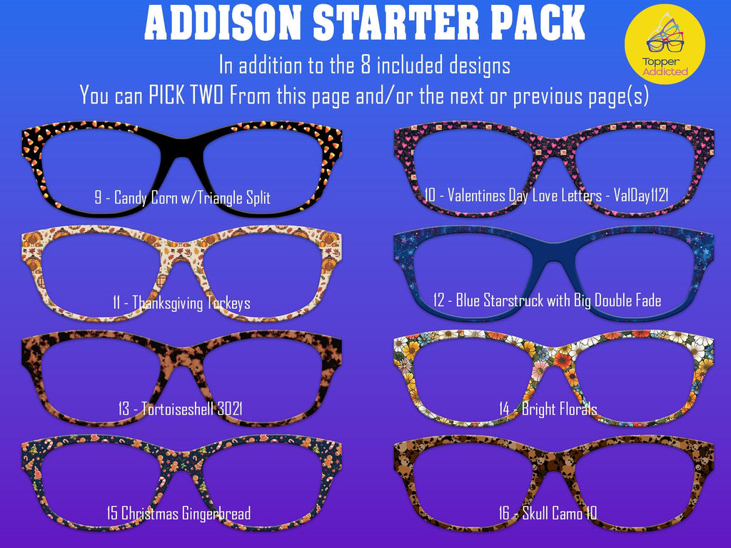 Addison Pair Eyewear Compatible - Top Frames for with Pair Glasses - 11 Topper Collection - bundle priced