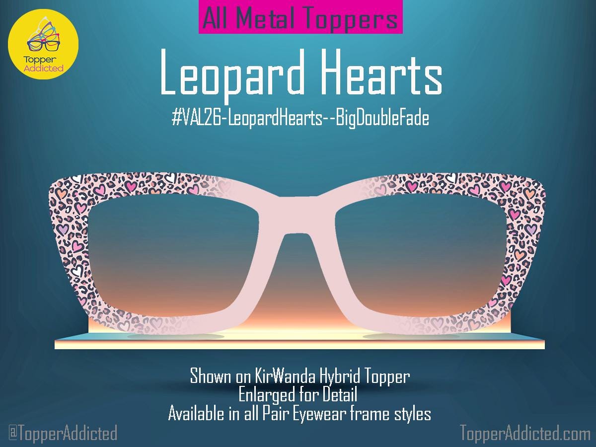 Leopard Hearts Magnetic Topper – Pink Animal Print for Pair Eyewear