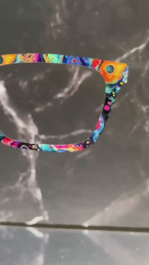Alcohol Ink Paisley Toppers for Pair Eyewear Custom Magnetic Metal Glasses Fronts Artistic Swirl Designs for Bold Eyeglass Style