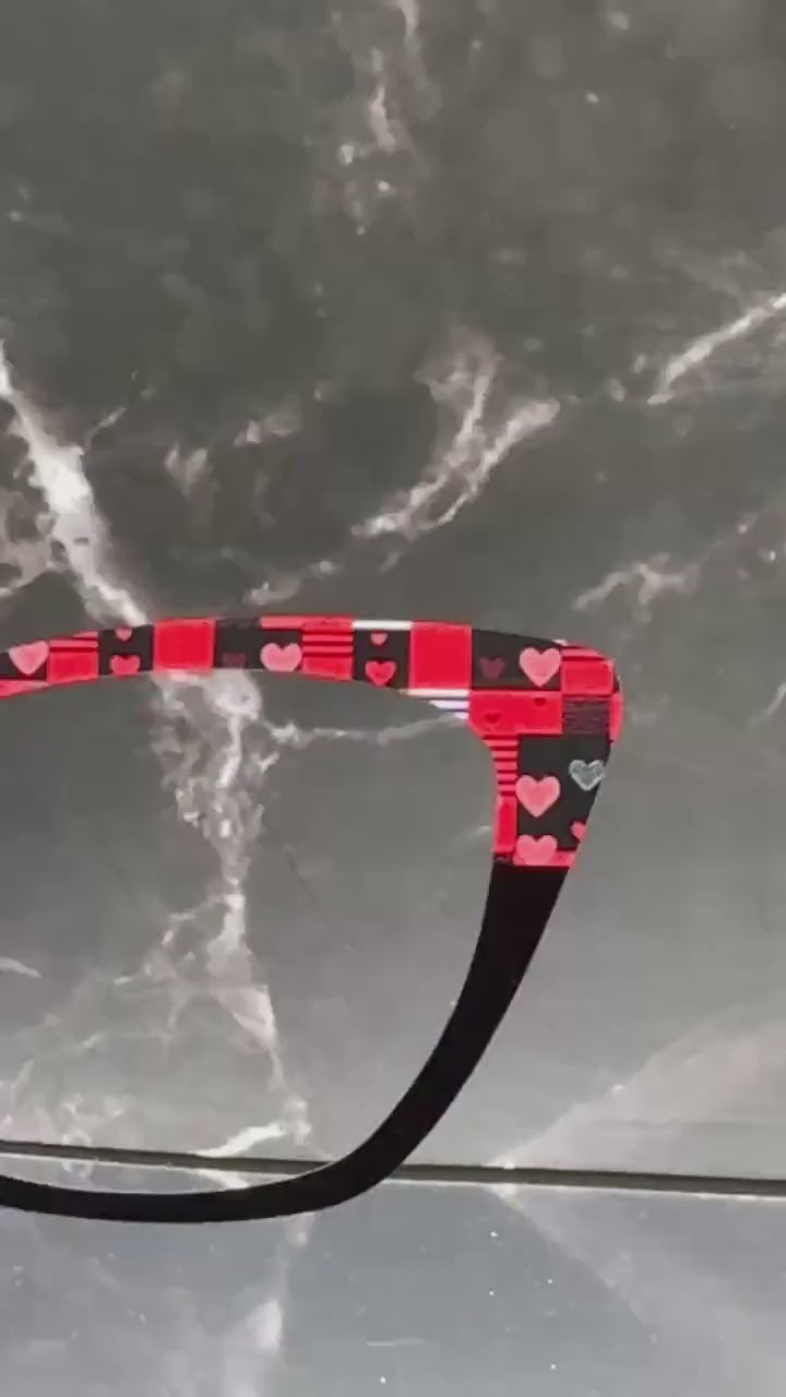 Patchwork of Love - Valentines Day - Pair Eyewear Compatible Metal Magnetic Toppers